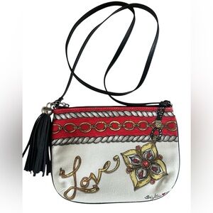 Chic Brighton Black and Red Crossbody Bag with Tassel